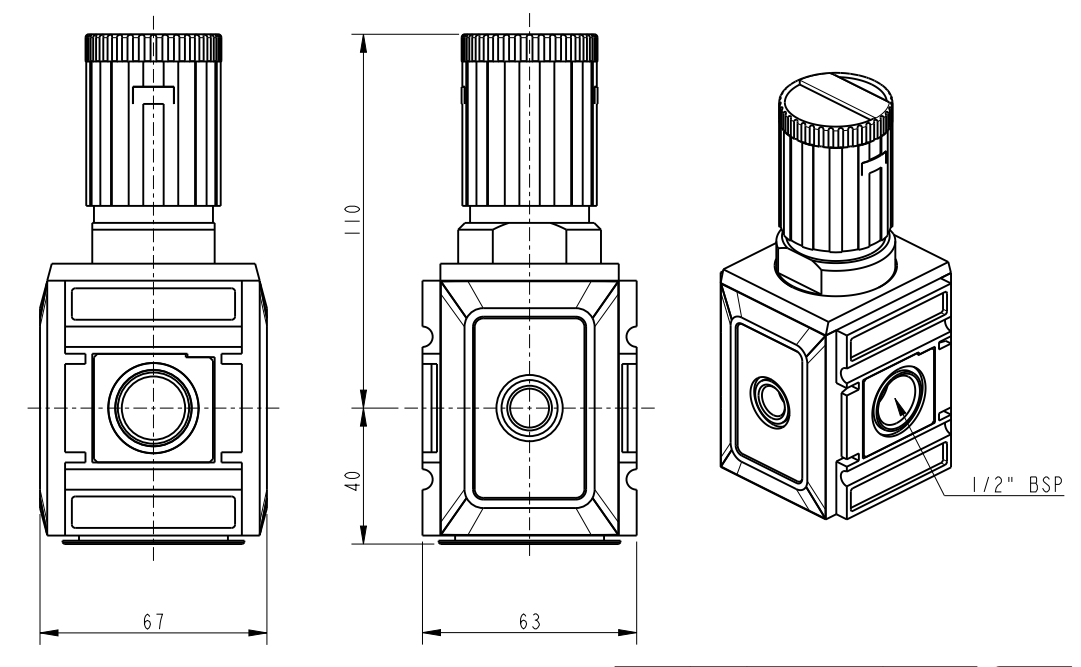 阿特拉斯MIDI-REG-1/2-BSP空气处理单元结构图 阿特拉斯MIDI-REG-1/2-BSP空气处理单元结构图